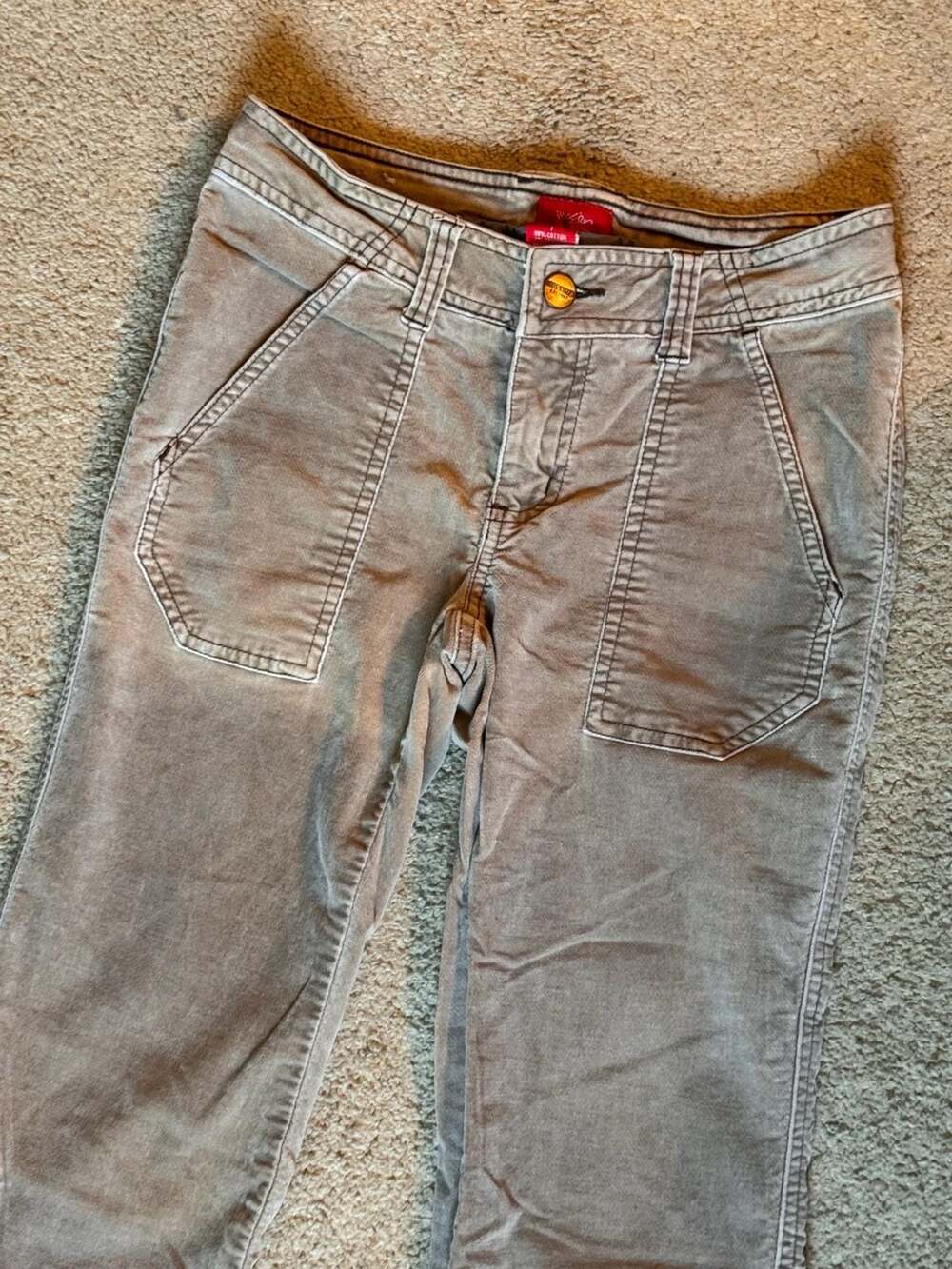 Boho Y2K Low Rise Flare Pants Indie Cargo Pocket Desert Vintage Festival Core - Picture 3 of 8